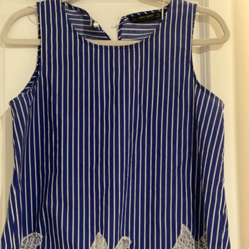 ZARA SLEEVELESS BLUE/WHITE Embroidery/MEDIUM